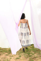 Sleeveless Purple Print Long Dress