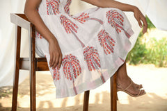 Off White hand block Red print short dress