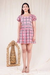 Pink Delight Hand Block Printed Short Dress