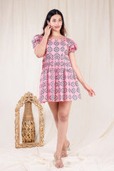 Pink Delight Hand Block Printed Short Dress