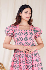 Pink Delight Hand Block Printed Short Dress