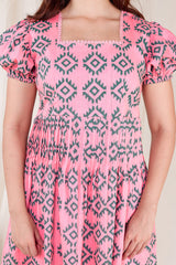 Pink Delight Hand Block Printed Short Dress