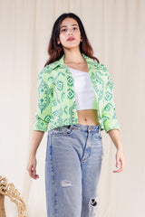 Sunday Celery Green Hand Block Cotton Jacket