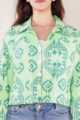 Sunday Celery Green Hand Block Cotton Jacket