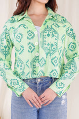 Sunday Celery Green Hand Block Cotton Jacket