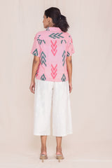 Pink Delight Hand Block Printed Oversized Shirt