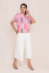 Pink Delight Hand Block Printed Oversized Shirt