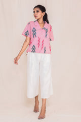 Pink Delight Hand Block Printed Oversized Shirt