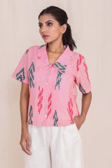 Pink Delight Hand Block Printed Oversized Shirt